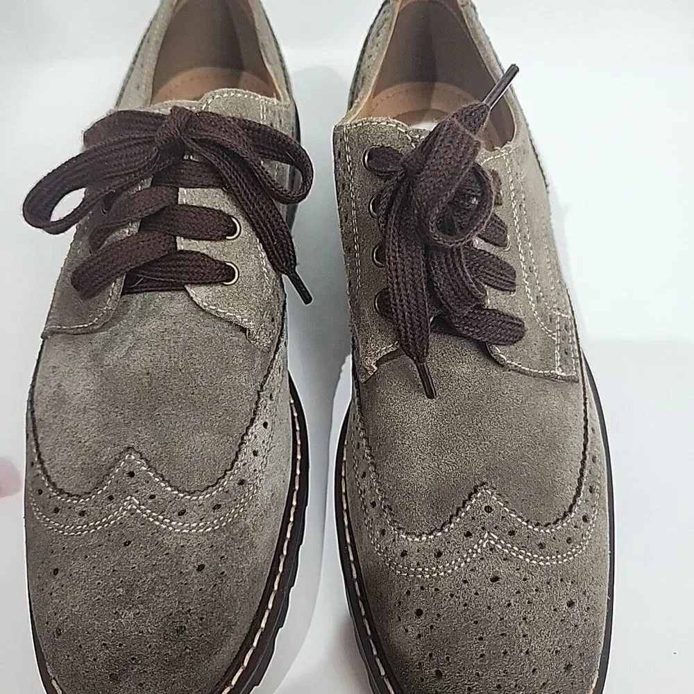 Steve Madden Men's Size 9.5 Wingtip Oxford Shoe Suede Leather Casual Dress Brown
